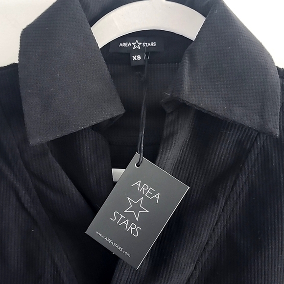 NWT Saks off 5th brand Area Stars black high cut cropped waffle top size xs - Picture 3 of 6